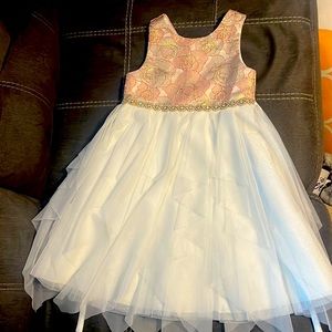 Elegant girls formal with diamond like jewels, rose gold and pinks. Never worn